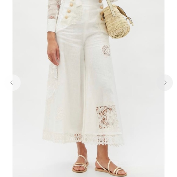 ZIMMERMANN Rhythmic Lace-Appliqué Culottes Linen-Voile Zimmermann Size 2 - Picture 11 of 15